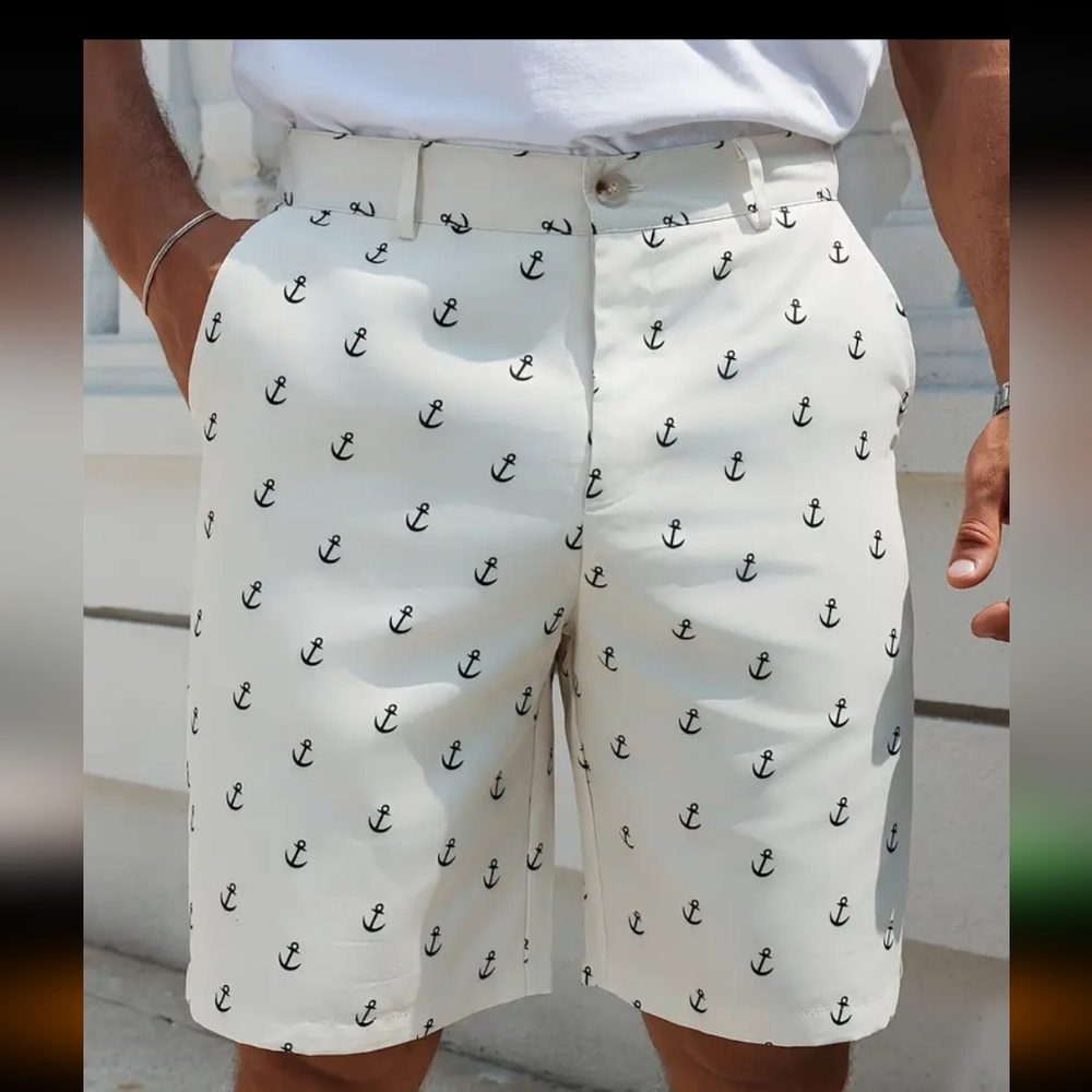 New - Mens Anchor Boat Print Shorts